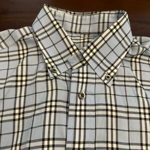 Burberry London Nova Blue Check Button Up Long Sleeve Shirt